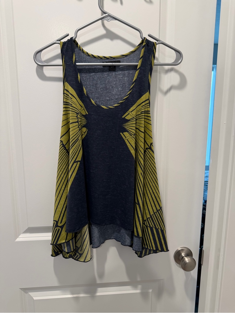 Women's Gray and Yellow Graphic Tank Top